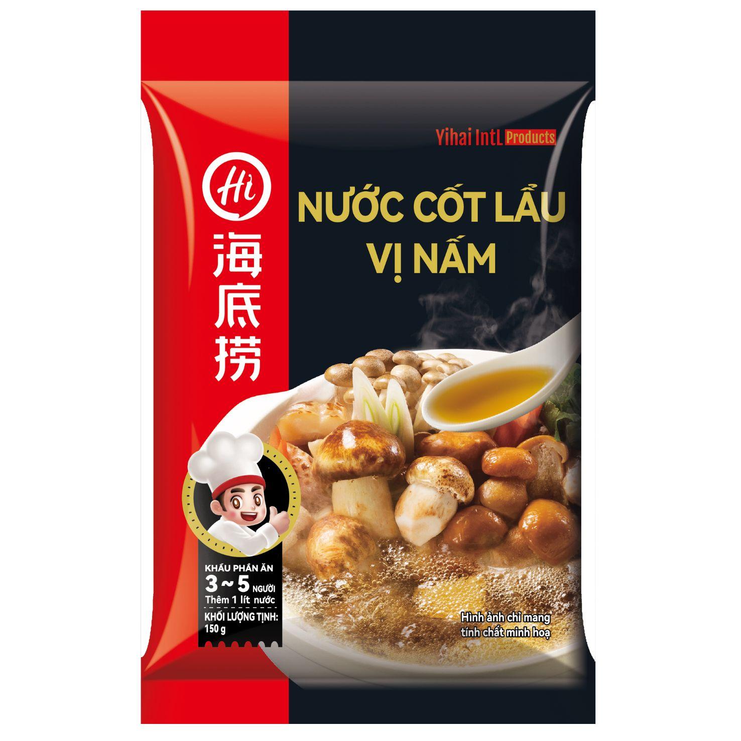 Chính hãng Haidilao - Nước cốt lẩu vị nấm 150g - Mushroom hot pot soup base-duoc-ban-tai-Đông Food Farm