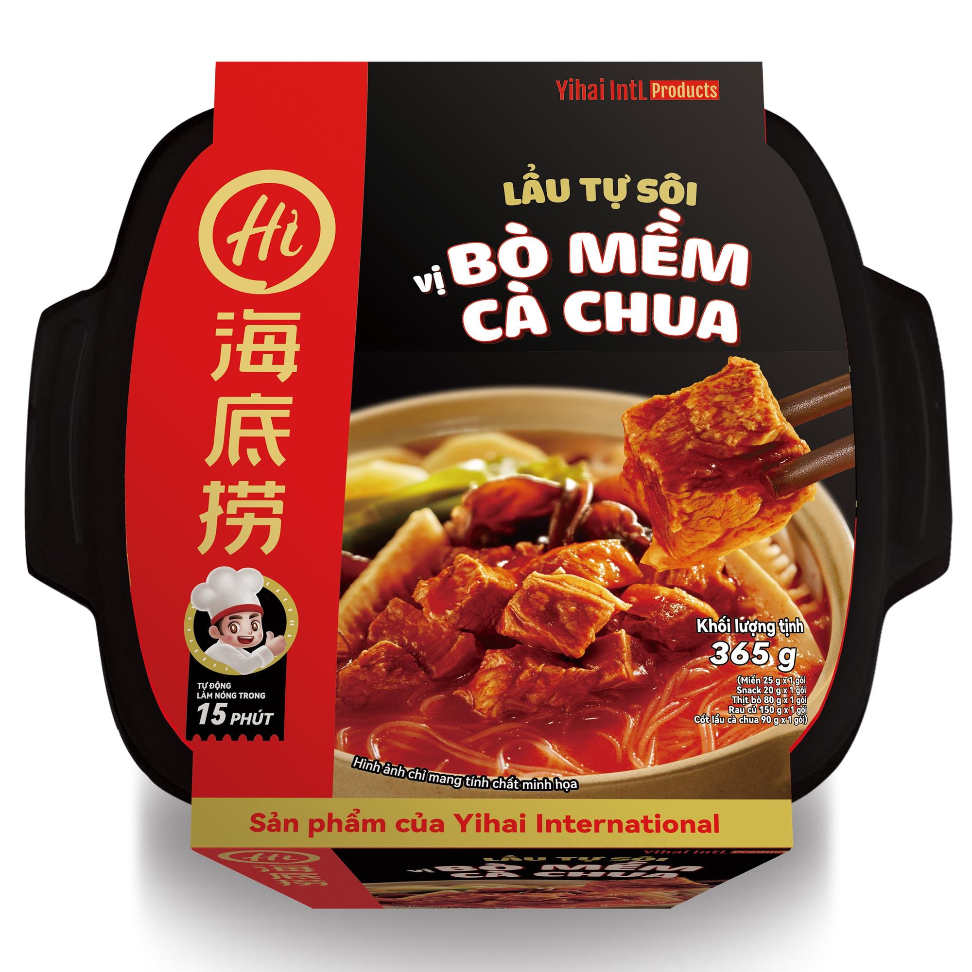 Chính hãng Haidilao - Lẩu tự sôi vị bò mềm cà chua 365g - Tomato and tender beef flavour - Seft heating instant noodle hot pot-duoc-ban-tai-Đông Food Farm