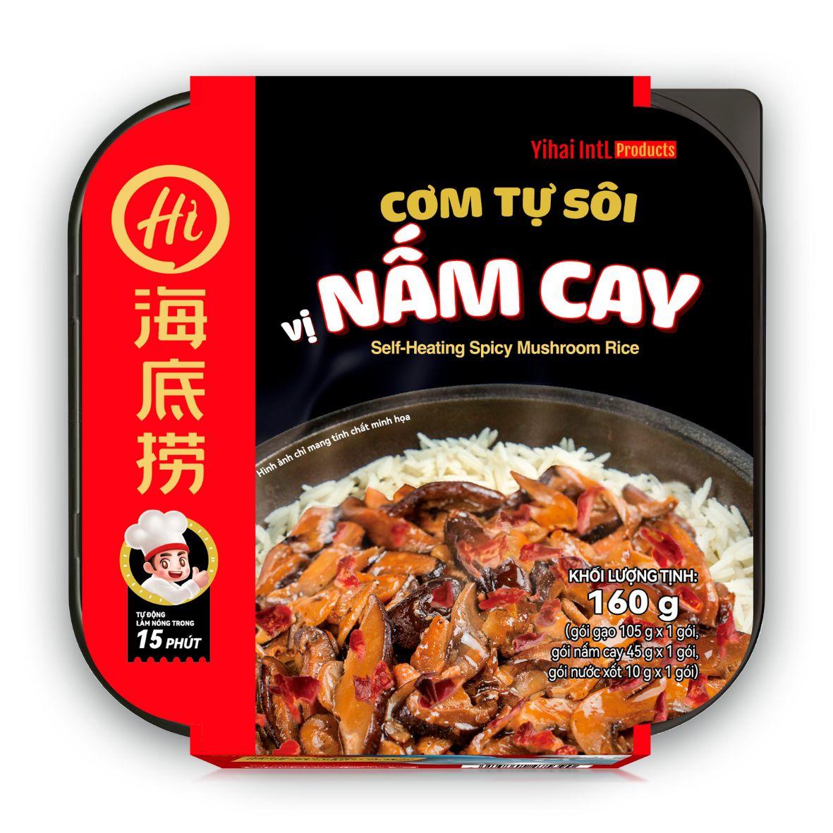 Chính hãng Haidilao - Cơm tự sôi vị nấm cay 160g - Spicy mushrom flavour - self heating instant rice meal -duoc-ban-tai-Đông Food Farm