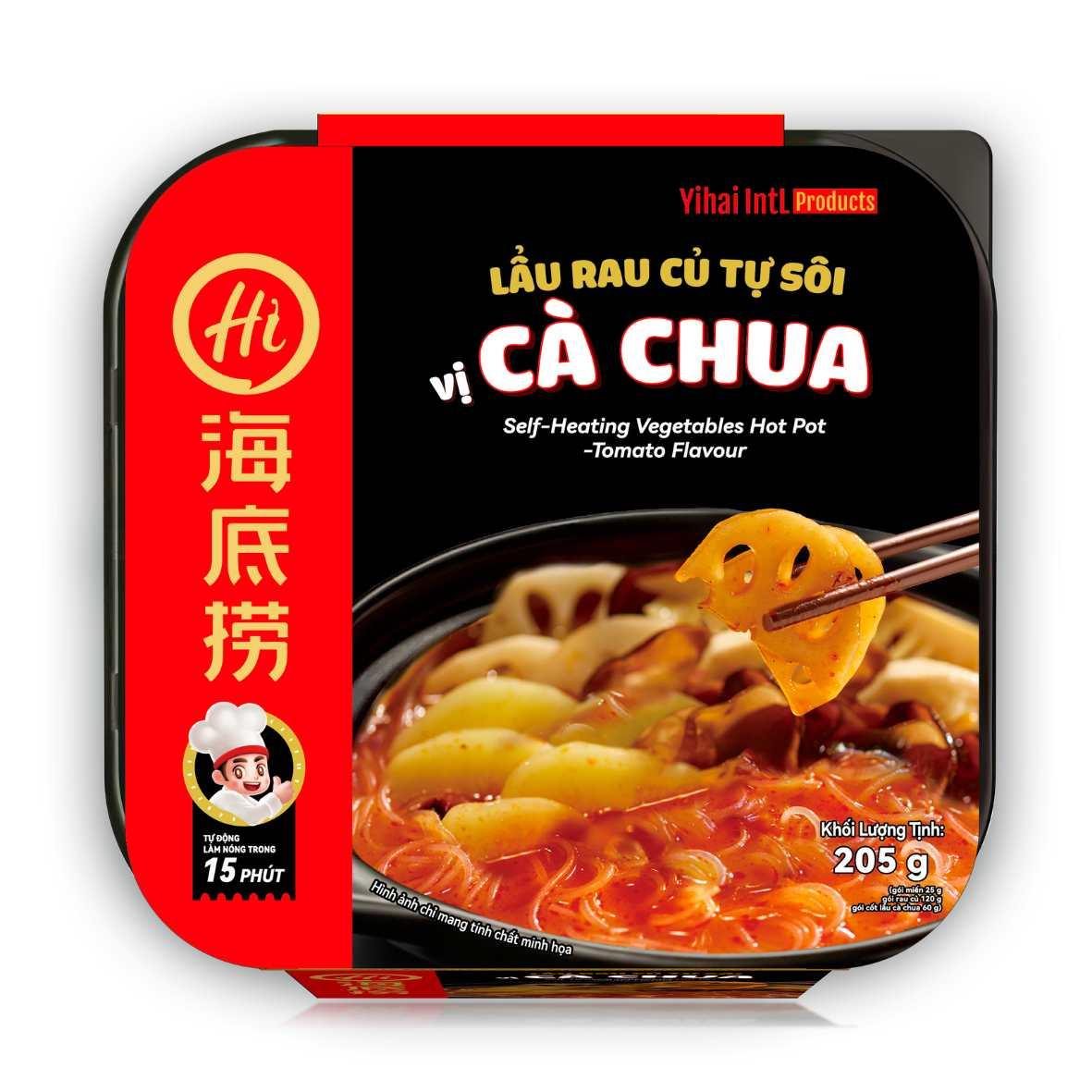 Chính hãng Haidilao - Lẩu rau củ tự sôi vị cà chua 205g - Tomato flavour - Seft heating instant vegetable noodle hot pot-duoc-ban-tai-Đông Food Farm