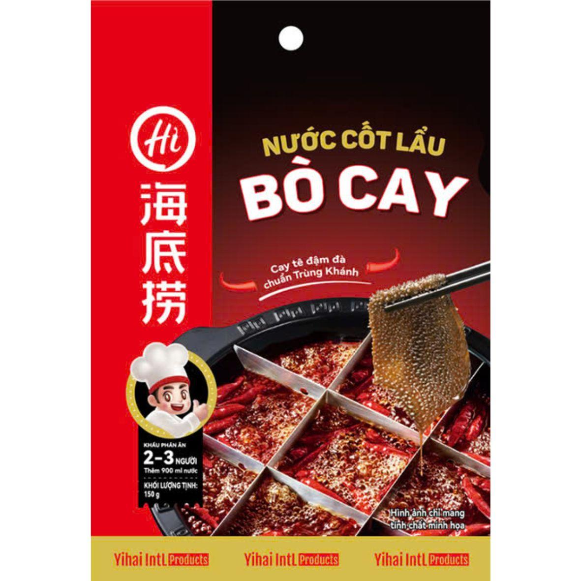 Chính hãng Haidilao - Nước cốt lẩu vị bò cay 150g - Spicy beef flavour hot pot soup base-duoc-ban-tai-Đông Food Farm