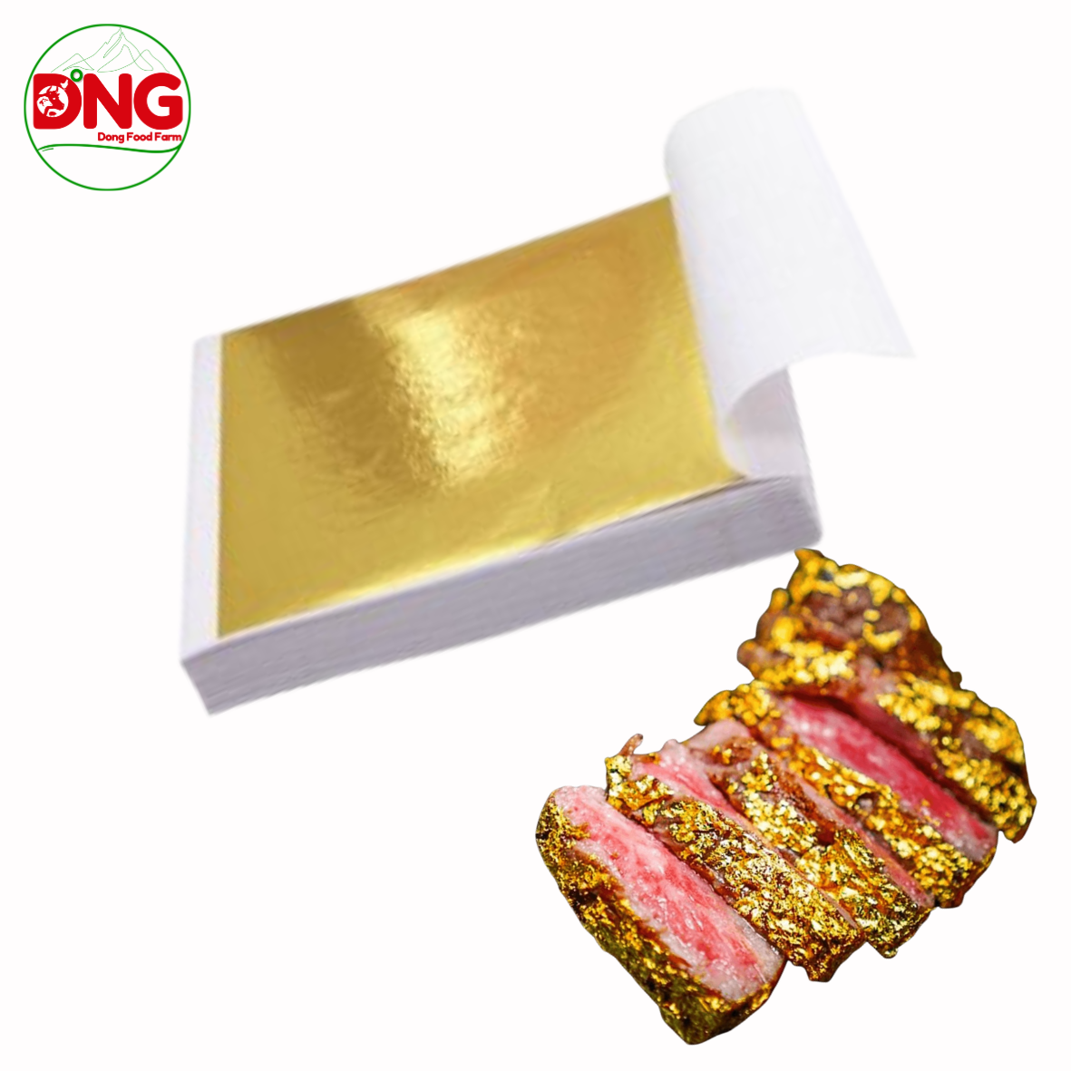 Lá vàng 24k Dubai thực phẩm 9*9cm - Gold leaf-duoc-ban-tai-Đông Food Farm