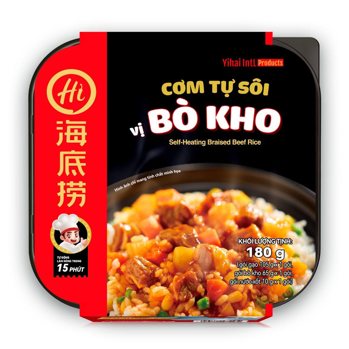 Chính hãng Haidilao - Cơm tự sôi vị bò kho 180g - braised beef flavour - self heating instant rice meal-duoc-ban-tai-Đông Food Farm