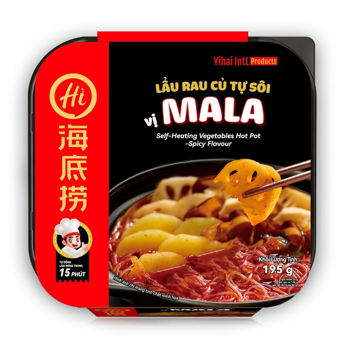 Chính hãng Haidilao - Lẩu rau củ tự sôi vị mala 195g - Mala flavour - Seft heating instant vegetable noodle hot pot-duoc-ban-tai-Đông Food Farm