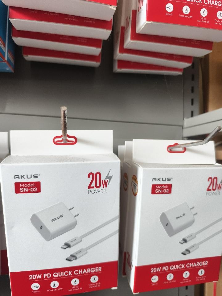 Bộ sạc nhanh iPhone akus sn 02 lightning -duoc-ban-tai-Vinh Mobile