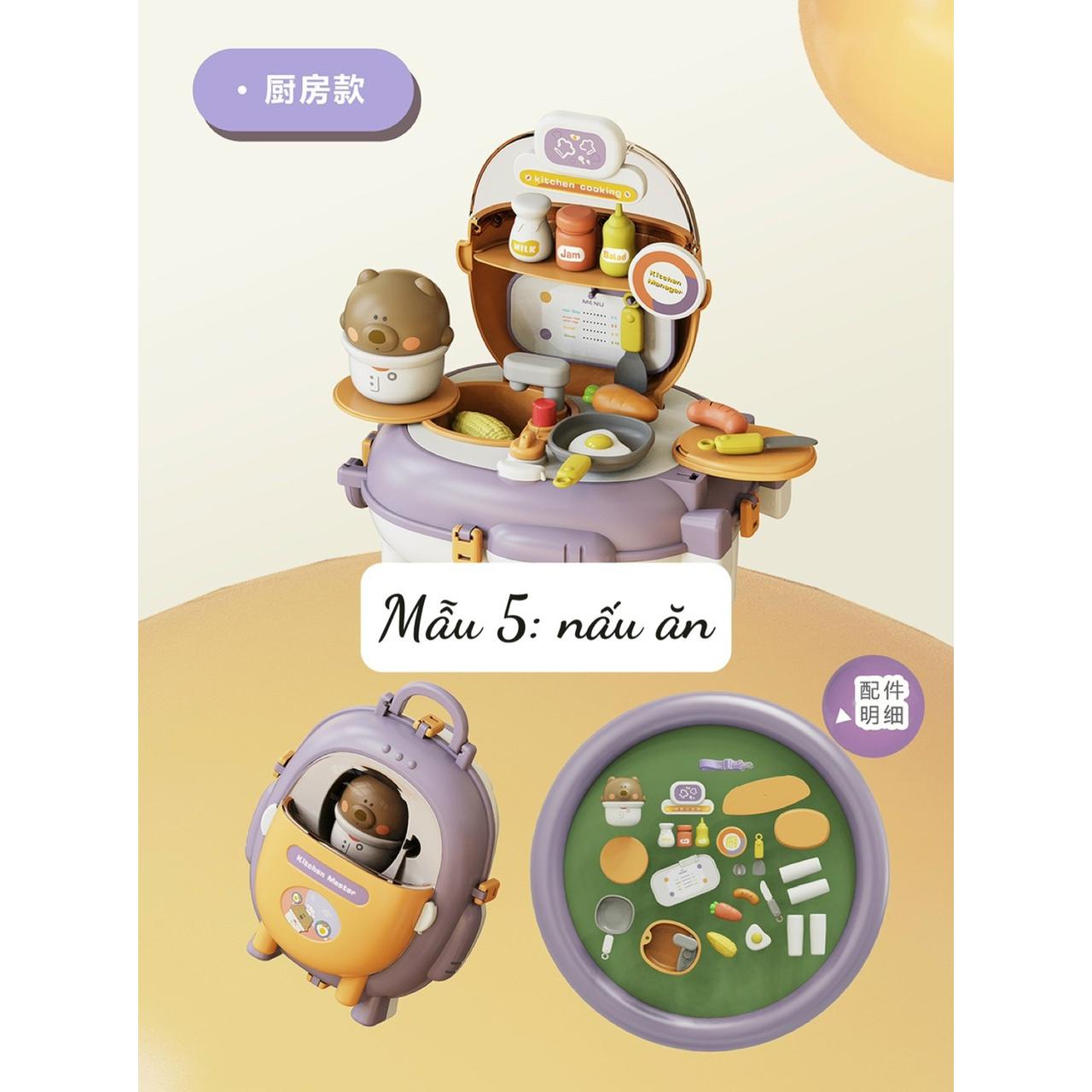 Balo picnic đồ chơi nấu ăn, trang điểm, nhà khoa học, bác sĩ, đất nặn cho bé-duoc-ban-tai-Đồ Chơi