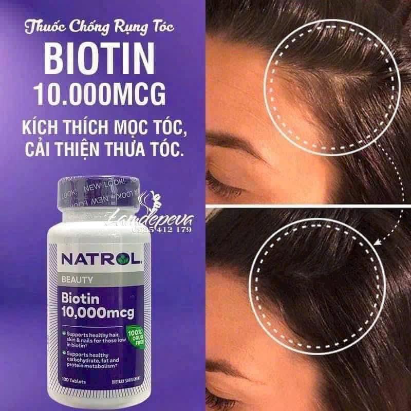 Viên uống mọc tóc Natrol Biotin 10,000 mcg-duoc-ban-tai-0352842688