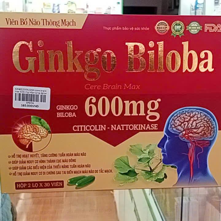 GINKGO BILOBA cere brain max 600 mg hộp cứng dptw Queen diamond diophaco-duoc-ban-tai-Nhà thuốc Minh Ngọc Hapulico