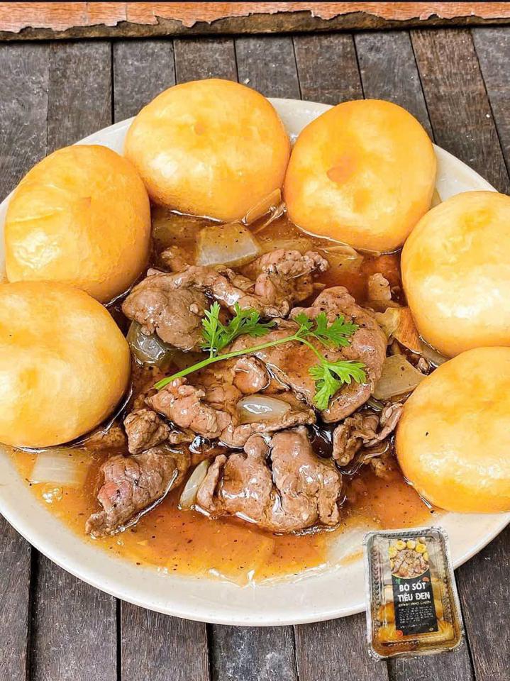 Bò sốt tiêu đen bánh bao chiên-duoc-ban-tai-Bếp Vị Bắc