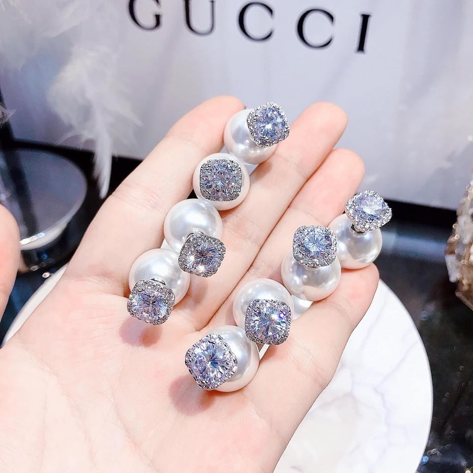 0012 Bông tai bạc ngọc mix đá-duoc-ban-tai-Phụ Kiện MÂY 1992 ACCESSORIES