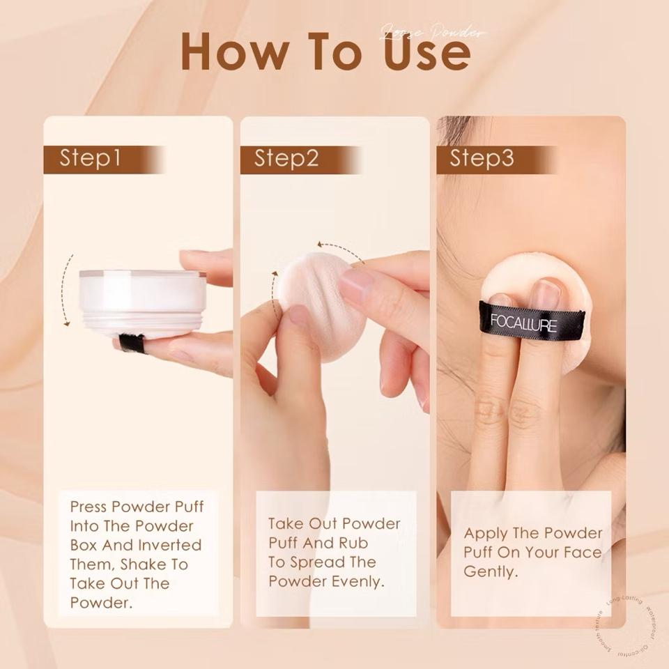 Phấn phủ FOCALLURE 3 màu sắc tùy chọn trang điểm nền thời trang 7g tone sáng 01-duoc-ban-tai-GenZstore