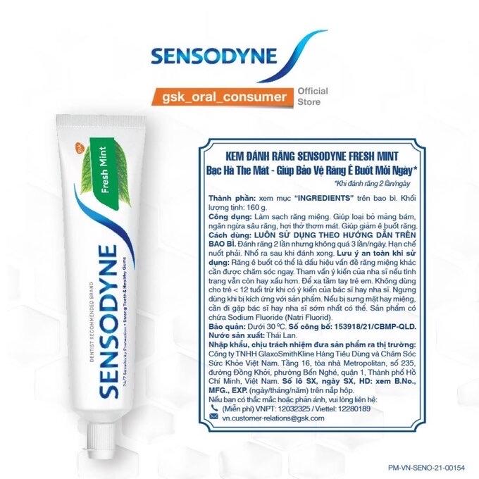 Kem Đánh Răng Sensodyne Fresh Mint Bạc Hà The Mát 160g-duoc-ban-tai-GenZstore