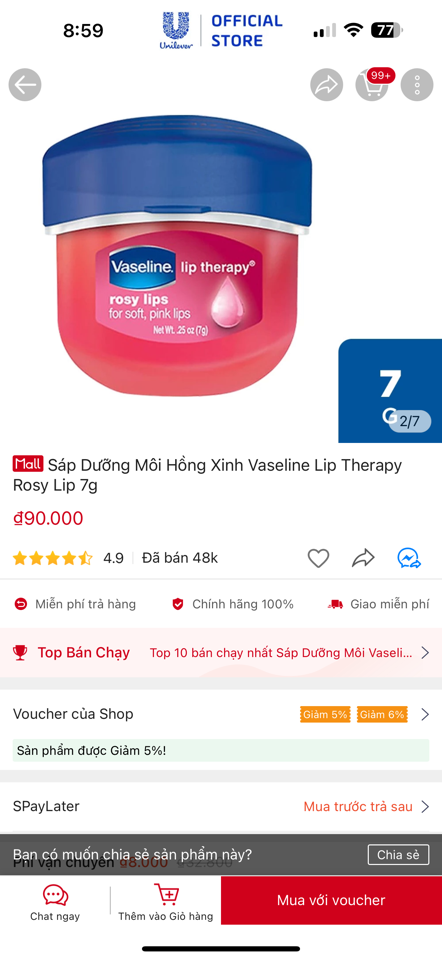 Sáp Dưỡng Môi Hồng Xinh Vaseline Lip Therapy Rosy Lip 7g-duoc-ban-tai-GenZstore