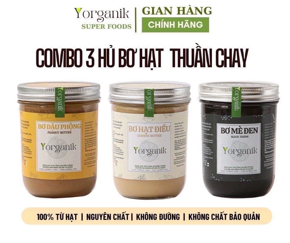 Combo 3 Hủ Bơ 200g ( Bơ Mè Đen, Hạt Điều, Đậu Phộng)-duoc-ban-tai-Thực Phẩm Yorganik