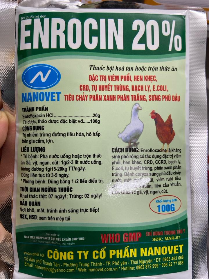 Enrocin 20% 100g Nanovet-duoc-ban-tai-Thuốc Thú Y Vân Lan