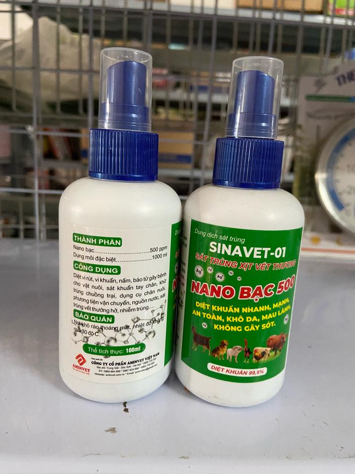 Nano bạc 500 100ml - Aminvet-duoc-ban-tai-Thuốc Thú Y Vân Lan