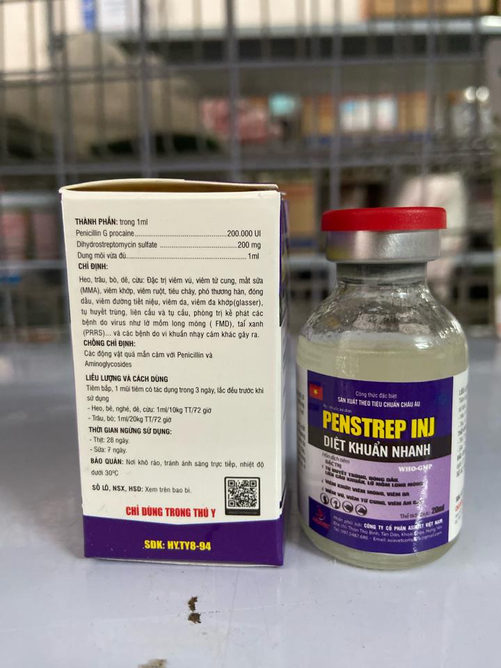Penstrep 20ml - Asiavet-duoc-ban-tai-Thuốc Thú Y Vân Lan