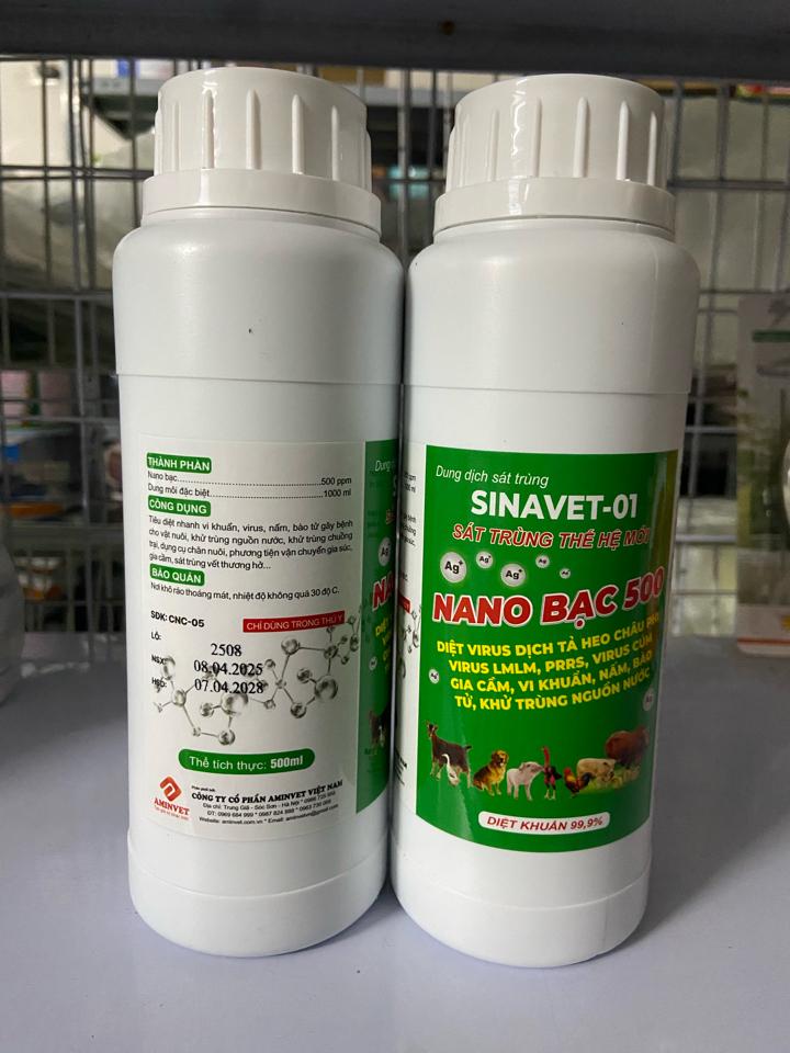 Sát trùng Nano bạc 500 500ml - Aminvet-duoc-ban-tai-Thuốc Thú Y Vân Lan