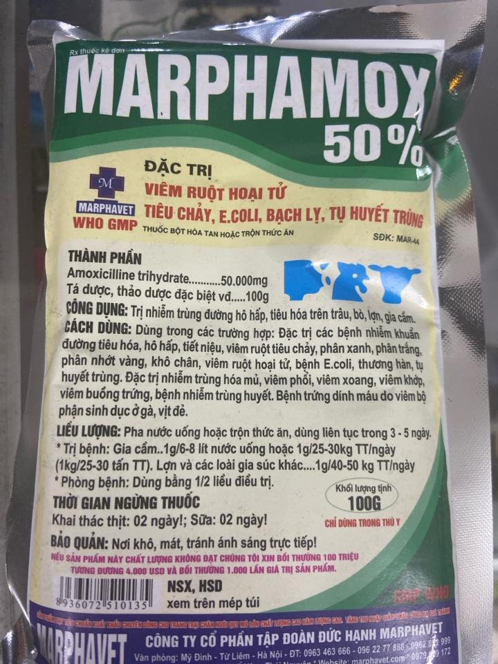 Marphamox 50% 100g-duoc-ban-tai-Thuốc Thú Y Vân Lan