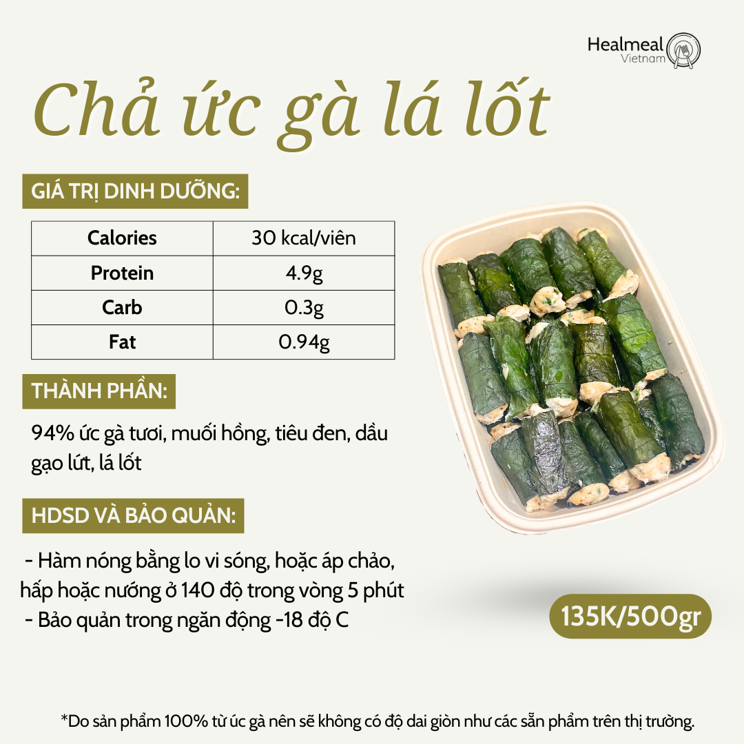Chả ức gà lá lốt nguyên chất-duoc-ban-tai-Healmeal Vietnam