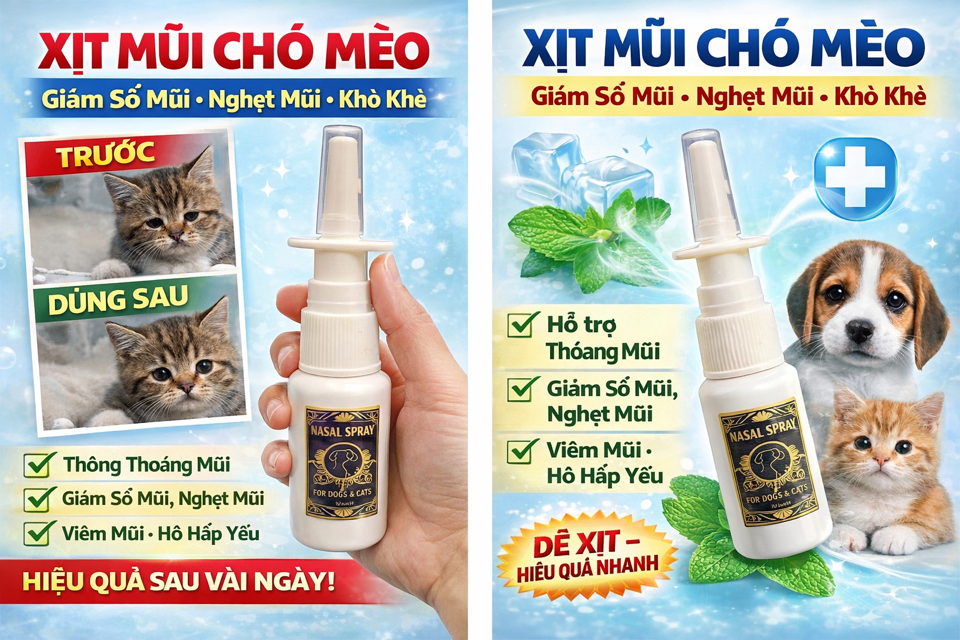 Xịt Mũi Cho Chó Mèo – Hỗ Trợ Làm Sạch Mũi, Giảm Dịch Nhầy, Hỗ Trợ Thú Cưng Dễ Thở-duoc-ban-tai-Bệnh Viện Thú Cưng Việt - Mỹ Hà Nội