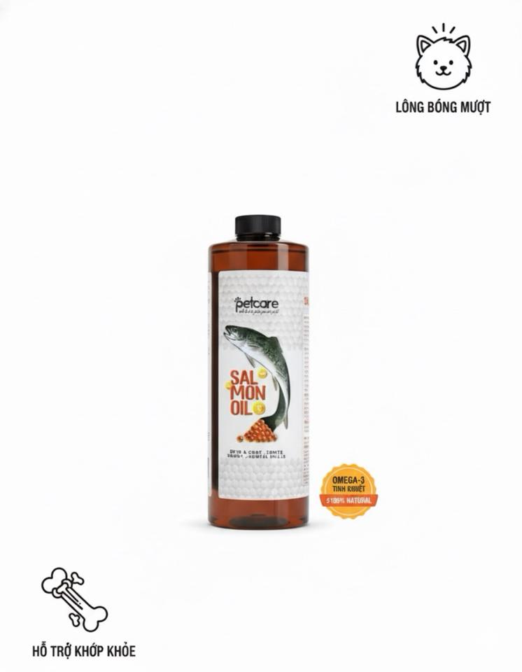 Dầu Cá Hồi PETCARE Salmon Oil – 100\% Tự Nhiên (1 Lít)-duoc-ban-tai-Bệnh Viện Thú Cưng Việt - Mỹ Hà Nội