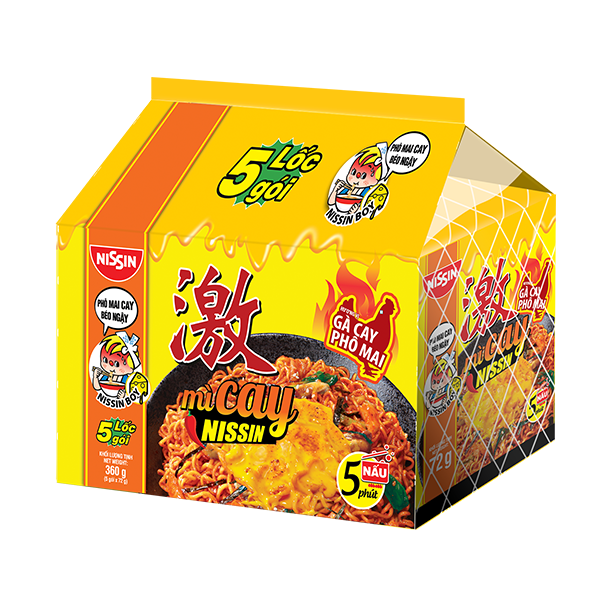 Mì trộn Nissin Gà Cay Phô Mai (30x72g)-duoc-ban-tai-Nhà phân phối BKJ | Kho sỉ Indomie Hà Nội