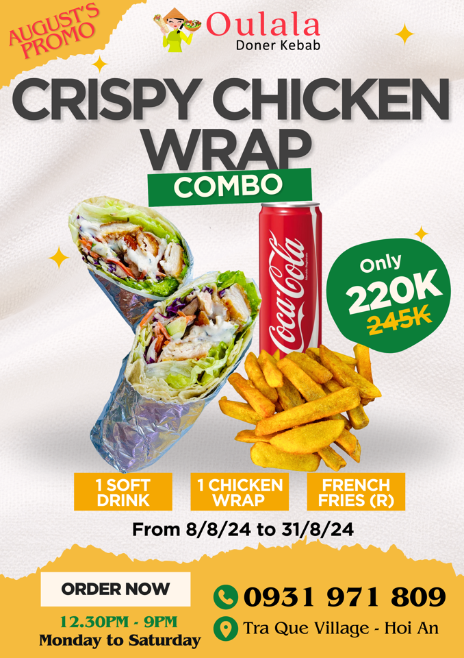 Crispy Chicken Wrap COMBO-duoc-ban-tai-OULALA KITCHEN HOI AN