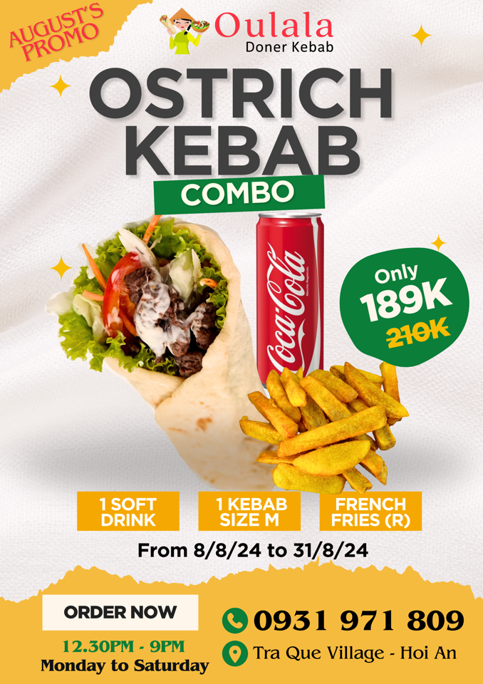 COMBO Kebab Đà Điểu 100g | Ostrich COMBO (100g)-duoc-ban-tai-OULALA KITCHEN HOI AN