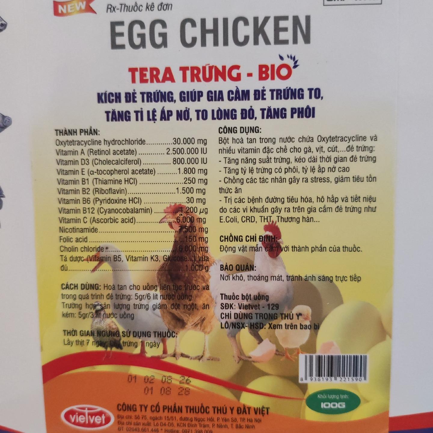 EGG CHICKEN Tera trứng-bio-duoc-ban-tai-Thú y Thủy Vân - CH Nguyễn Đáng