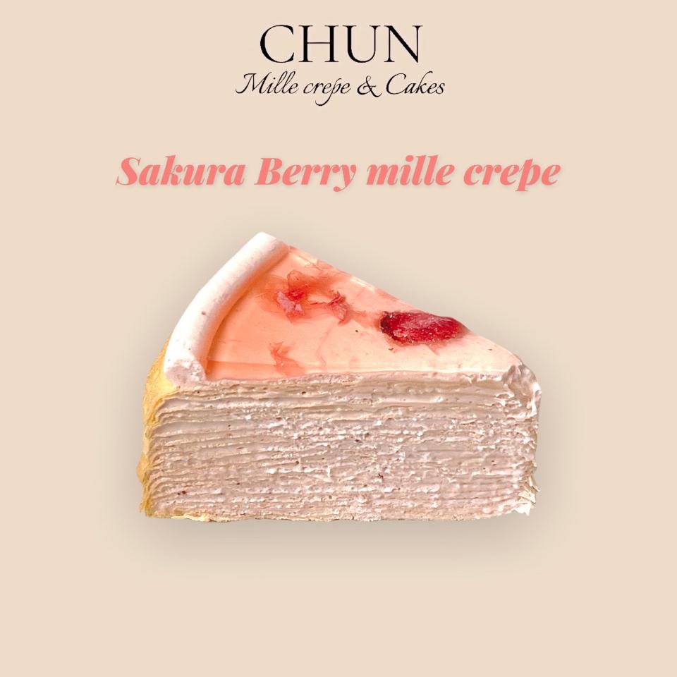 Sakura Berry mille crepe-duoc-ban-tai-CHUN Mille Crepe & Cakes (SHOP ONLINE)