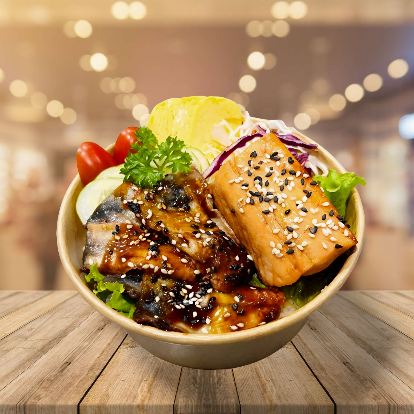 Cơm Lươn & Cá Hồi Sốt Teriyaki - Canh Rong Biển - Rong Sốt Mè 30g-duoc-ban-tai-CITY SUSHI