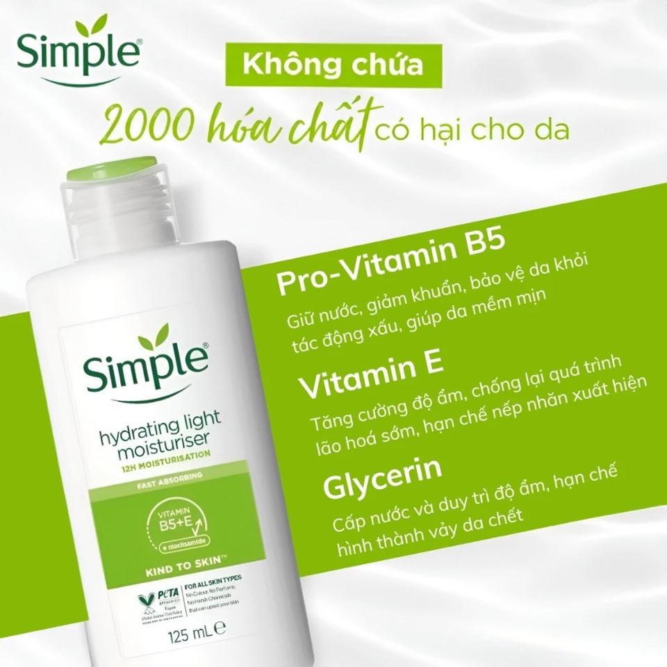 Sữa Dưỡng Ẩm Simple Hydrating Light Moisturiser 125ml (Kem dưỡng)-duoc-ban-tai-Hanana gift shop