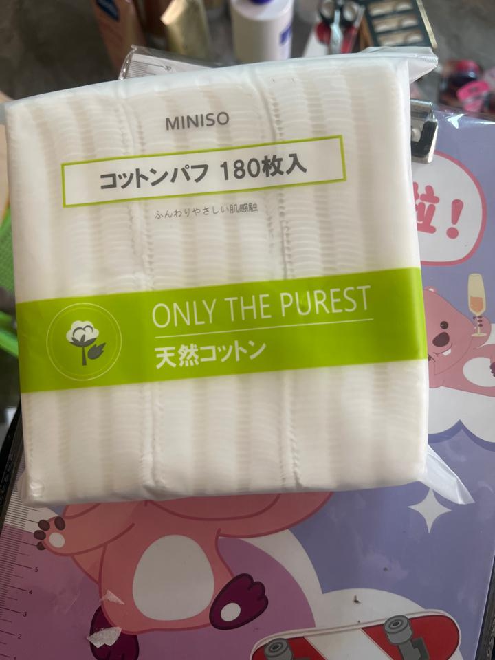 Bông tẩy trang Miniso vuông xanh -duoc-ban-tai-Hanana Bình Lục