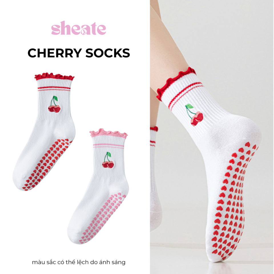Cherry Socks - vớ thể thao chống trượt-duoc-ban-tai-She Ate - active wear