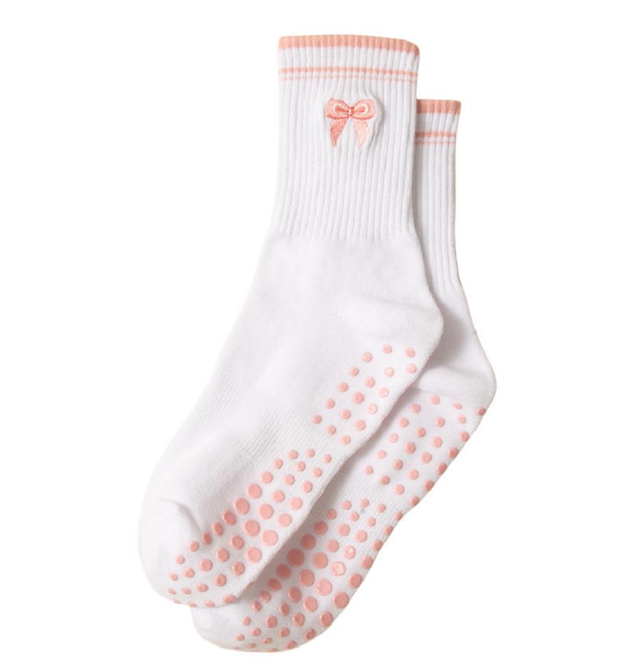 Ribbon Socks - VỚ TẬP THỂ THAO CHỐNG TRƯỢT cổ trung hoạ tiết thêu dễ huông-duoc-ban-tai-She Ate - active wear