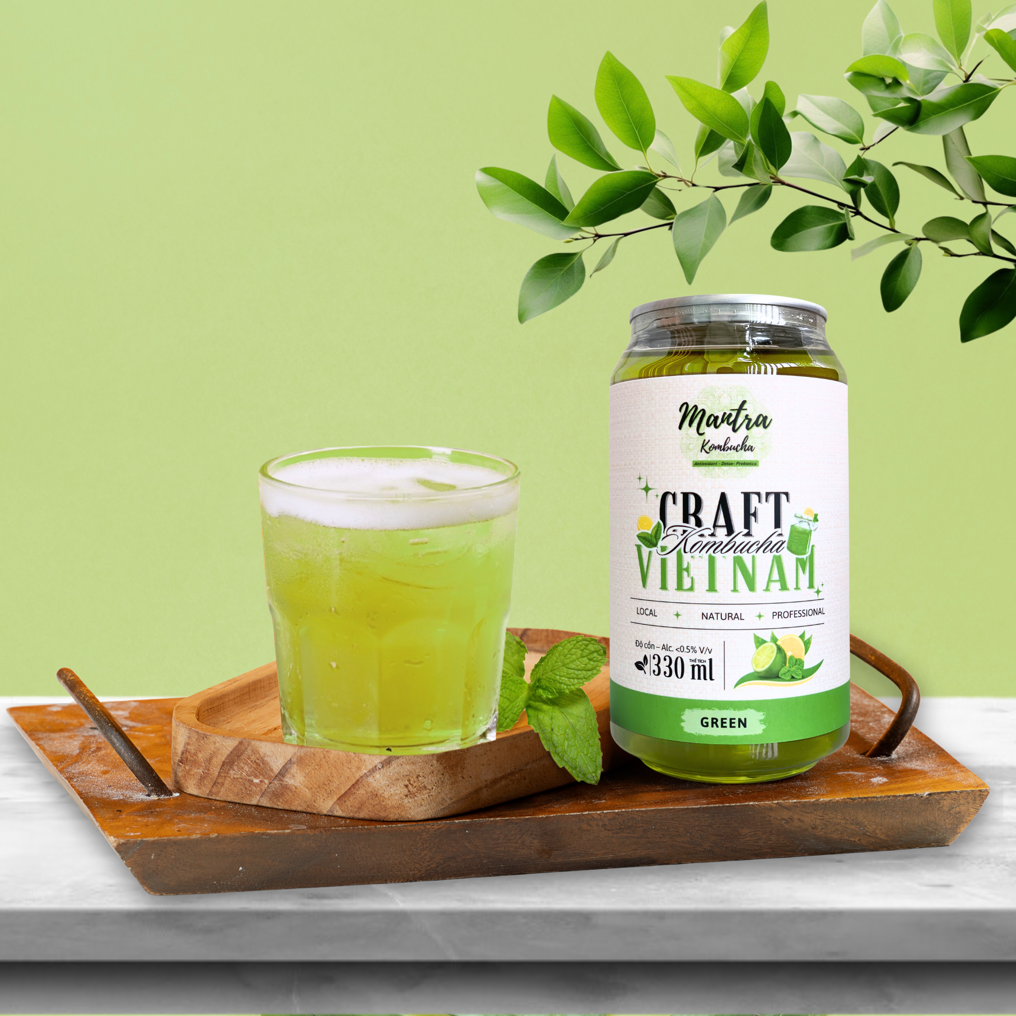 Kombucha Green lon 330ml-duoc-ban-tai-Mantra Kombucha