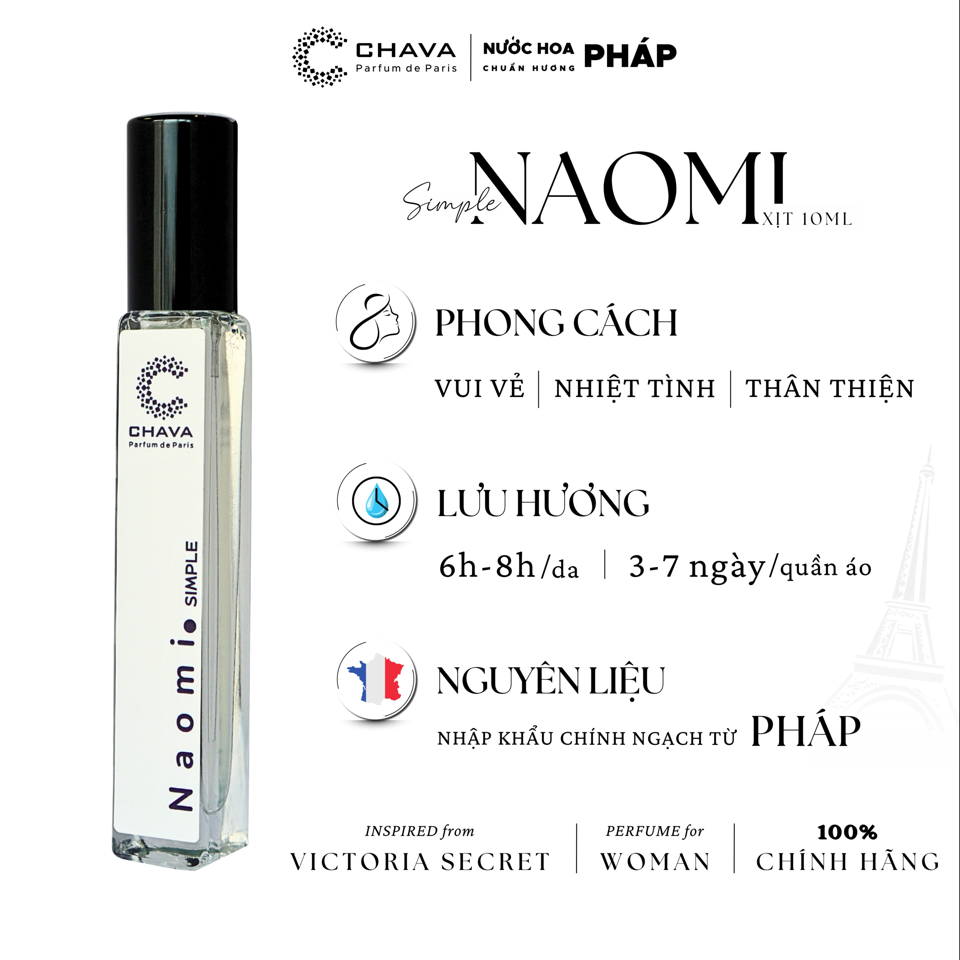 NƯỚC HOA NAOMI SIMPLE 10ML - CHAVA-duoc-ban-tai-Milo Shop