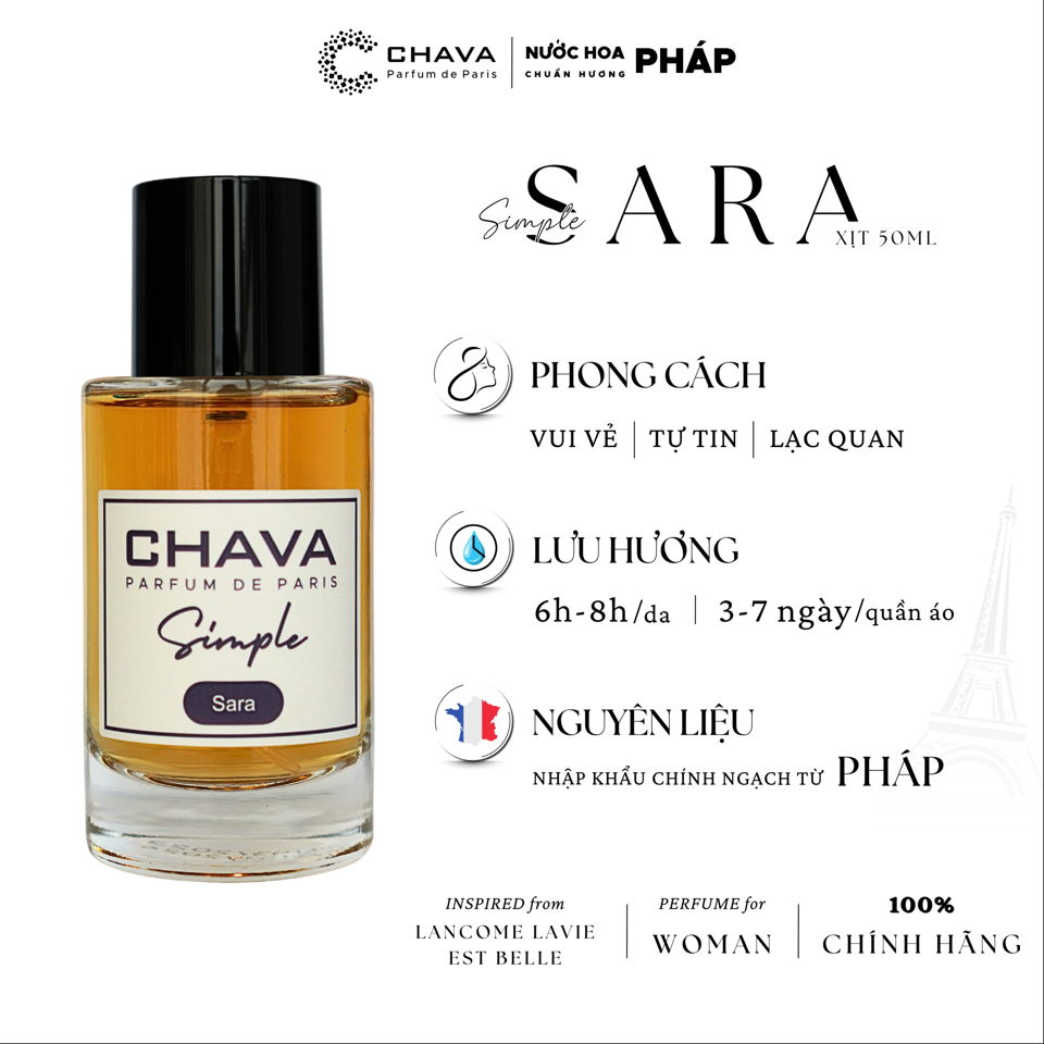 NƯỚC HOA SARA SIMPLE 50ML - CHAVA-duoc-ban-tai-Milo Shop