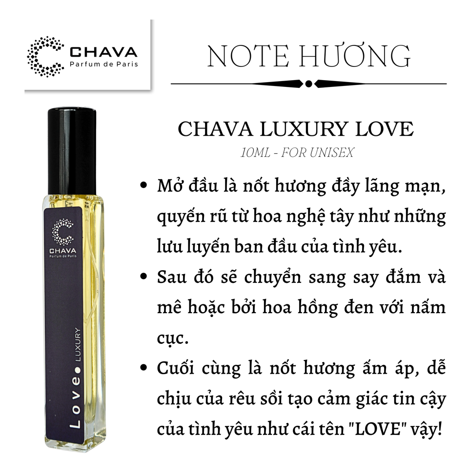 NƯỚC HOA LOVE LUXURY 10ML - CHAVA-duoc-ban-tai-Milo Shop