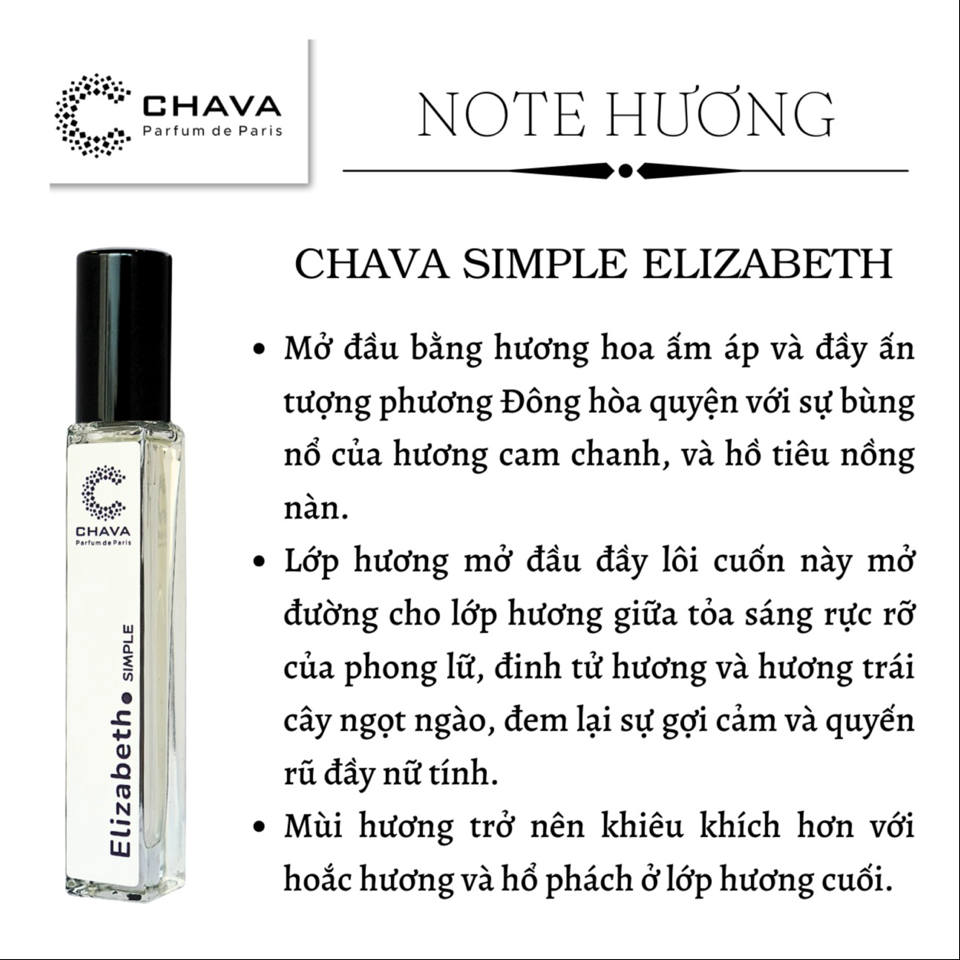 NƯỚC HOA ELIZABETH SIMPLE 10ML - CHAVA-duoc-ban-tai-Milo Shop