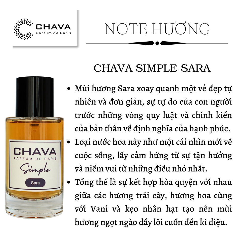 NƯỚC HOA SARA SIMPLE 50ML - CHAVA-duoc-ban-tai-Milo Shop