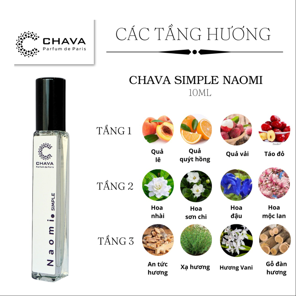 NƯỚC HOA NAOMI SIMPLE 10ML - CHAVA-duoc-ban-tai-Milo Shop