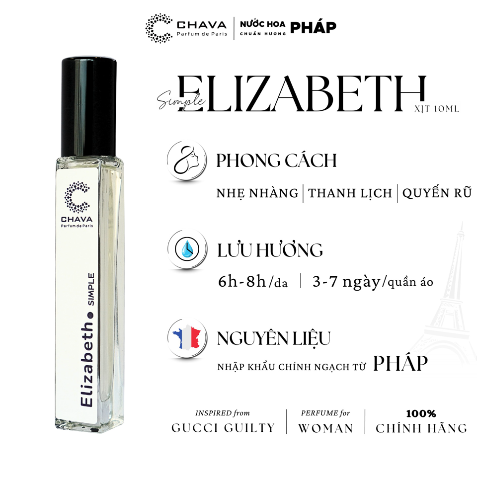 NƯỚC HOA ELIZABETH SIMPLE 10ML - CHAVA-duoc-ban-tai-Milo Shop