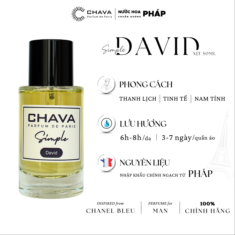 NƯỚC HOA DAVID SIMPLE 50ML - CHAVA-duoc-ban-tai-Milo Shop