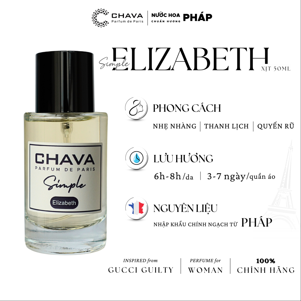 NƯỚC HOA ELIZABETH SIMPLE 50ML - CHAVA-duoc-ban-tai-Milo Shop