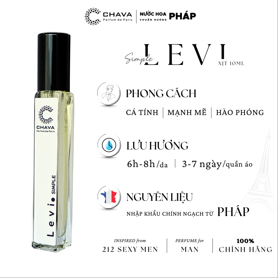 NƯỚC HOA LEVI SIMPLE 10ML - CHAVA (M)-duoc-ban-tai-Milo Shop