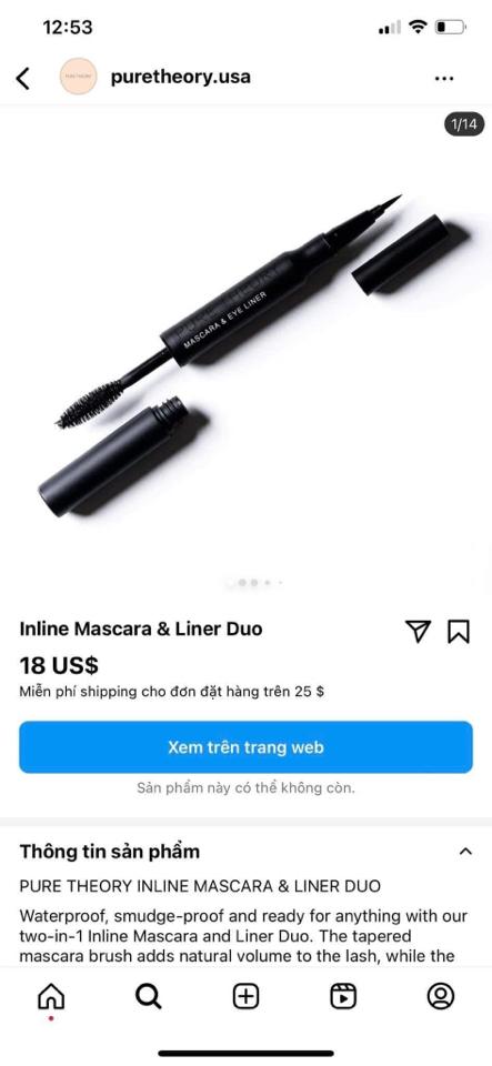 Mascara + bút kẻ mắt pure theory 5/2025-duoc-ban-tai-Bb cosmetic