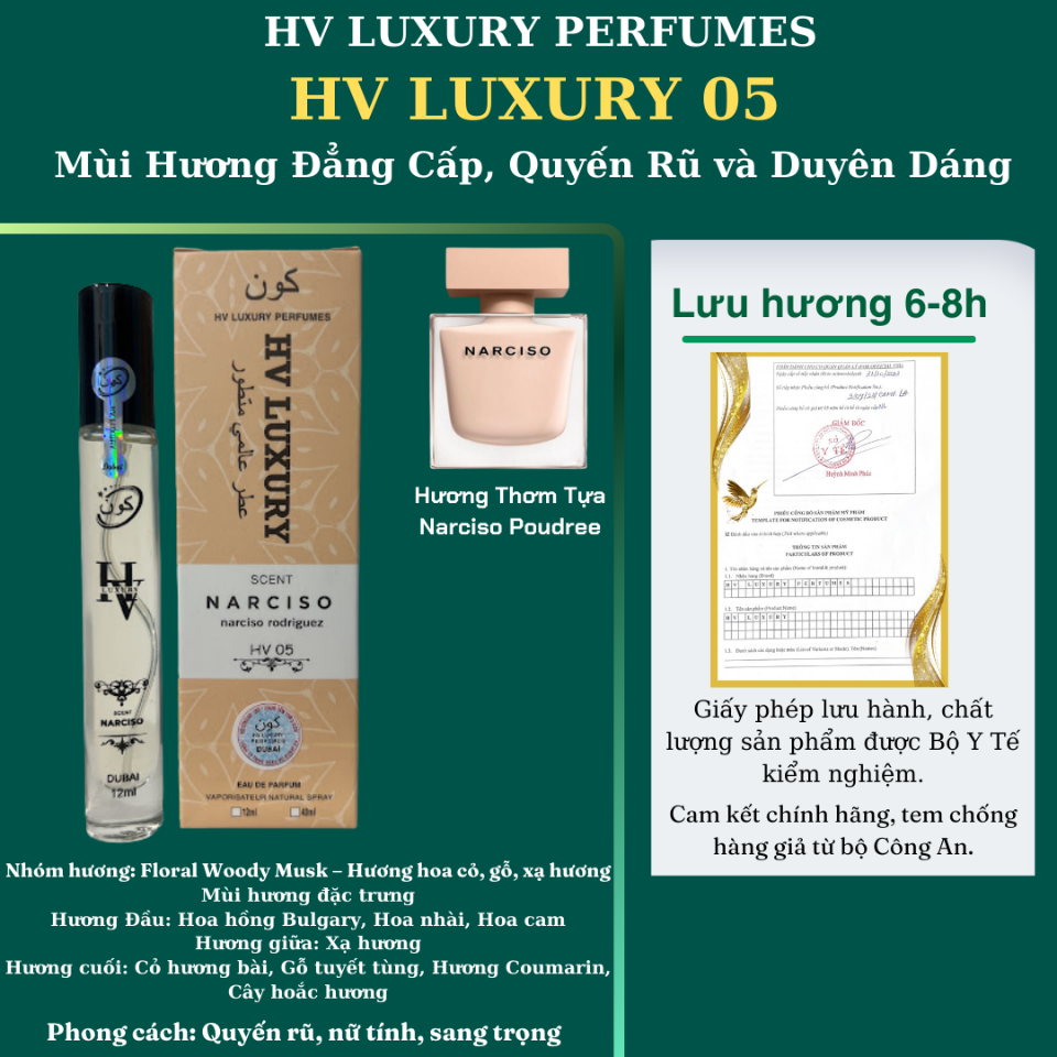 HV05◇Nước Hoa Nữ HV LUXURY☆Dubai☆Lấy cảm hứng tựa Narciso Poudree-duoc-ban-tai-HV LUXURY PERFUMES
