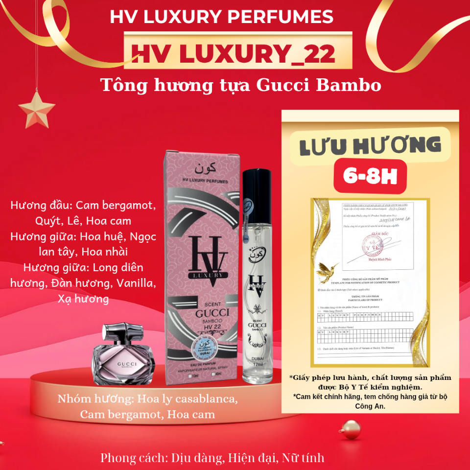 HV22◇Nước Hoa HV LUXURY☆Dubai☆ lấy cảm hứng tựa Gucci Bambo-duoc-ban-tai-HV LUXURY PERFUMES